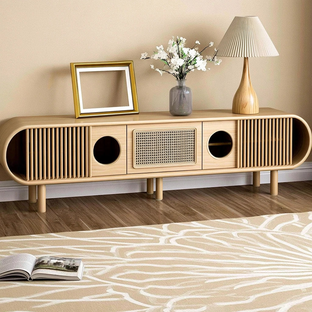 Credenza moderna in legno, colore marrone chiaro