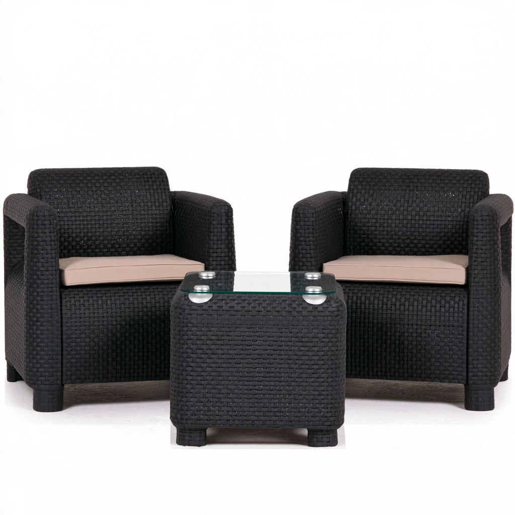 Set salotto da giardino, colore grigio scuro